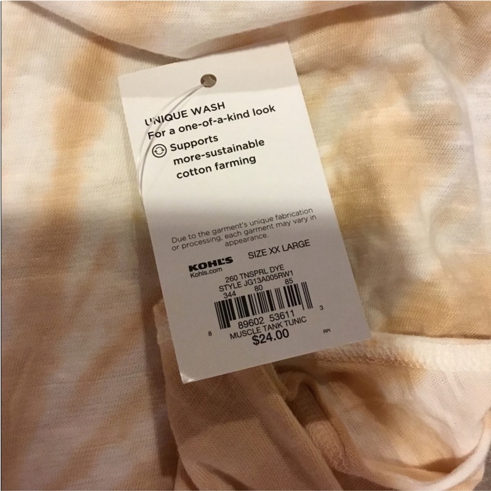 SO sleeveless muscle tank Woman’s Juniors size XXL tan & white spiral pa… - Picture 8 of 13
